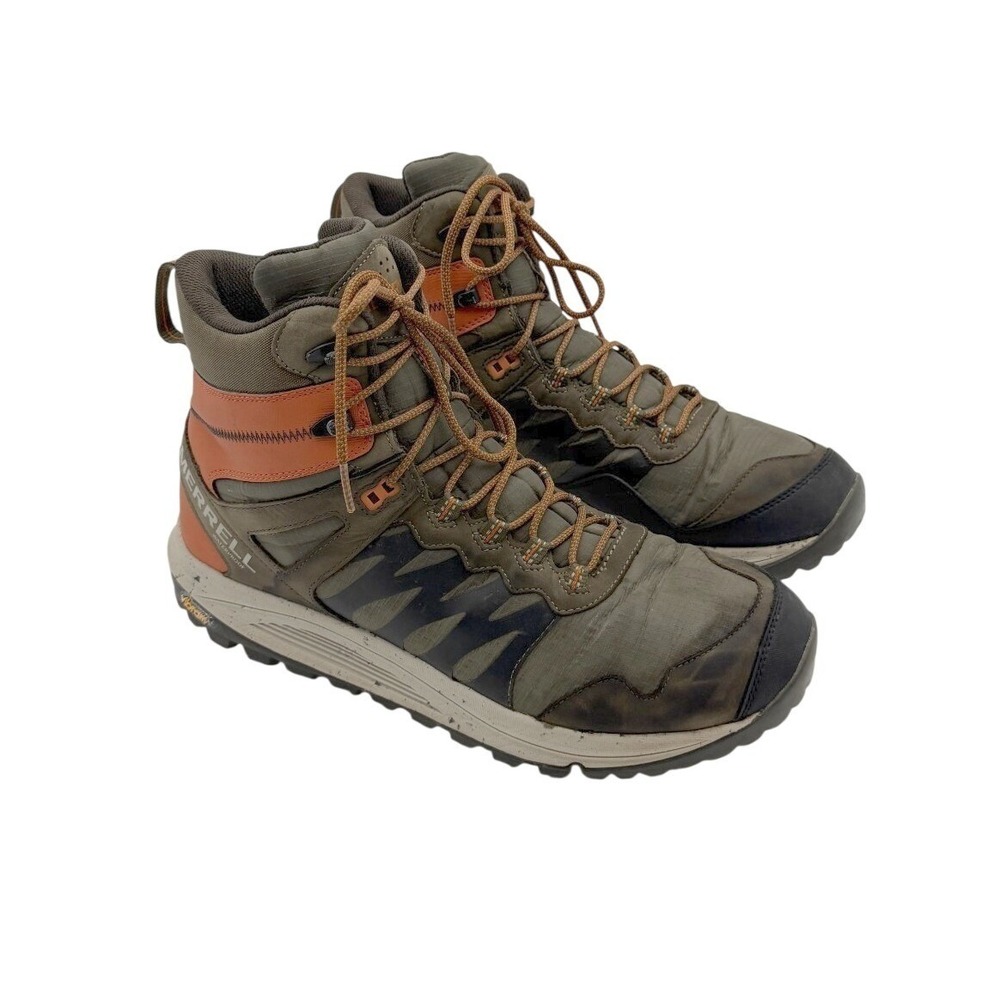 Merrell Nova Sneaker Boot WP Mens 13 Olive Waterproof Vibram Hiking Boots J06695